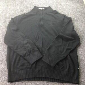 Nautica Mens Size 1X Sweater Pullover Black 1/4 Zip 100% Pima Cotton